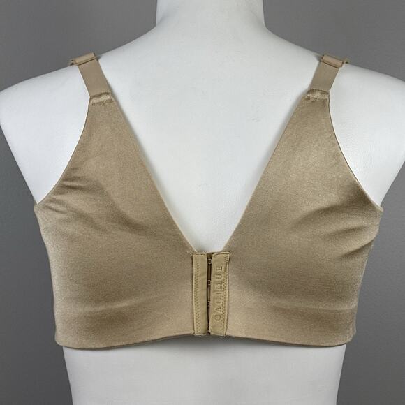 Cacique Lightly Lined No Wire Bra Size 42G Full Coverage Smoothing Beige Shiny - Picture 7 of 11